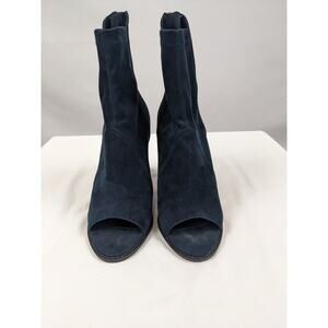 Alias Mae Revolve Booties Navy Blue Suede 9 40 Stretch Peep Toe Block Heel Zip